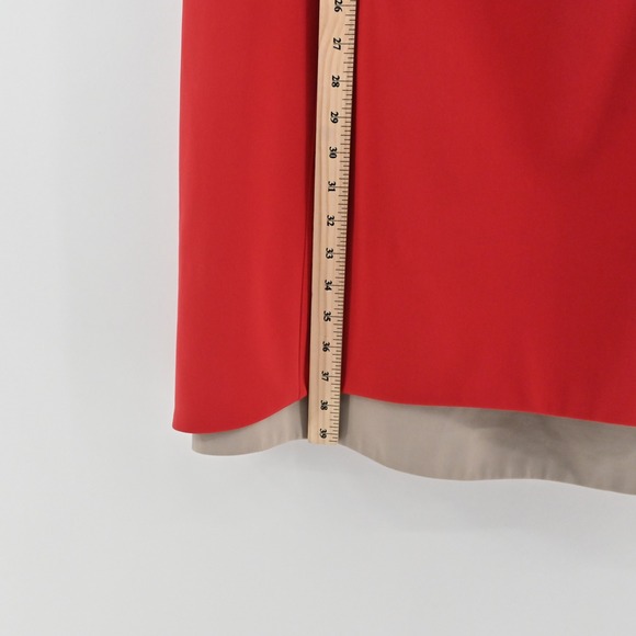 Akris Punto Sheath Dress Womens Size 16 Red Sleeveless Structured Cotton Blend - Picture 5 of 15